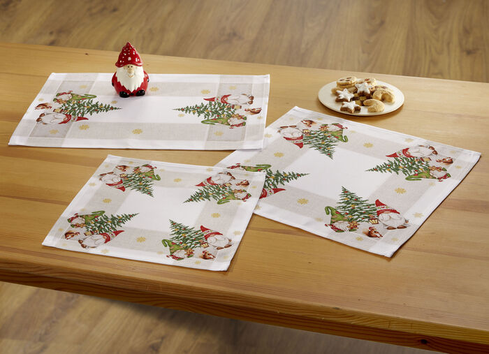 Tafelkleed met kerstkaboutermotief NATUUR-MEERKLEURIG