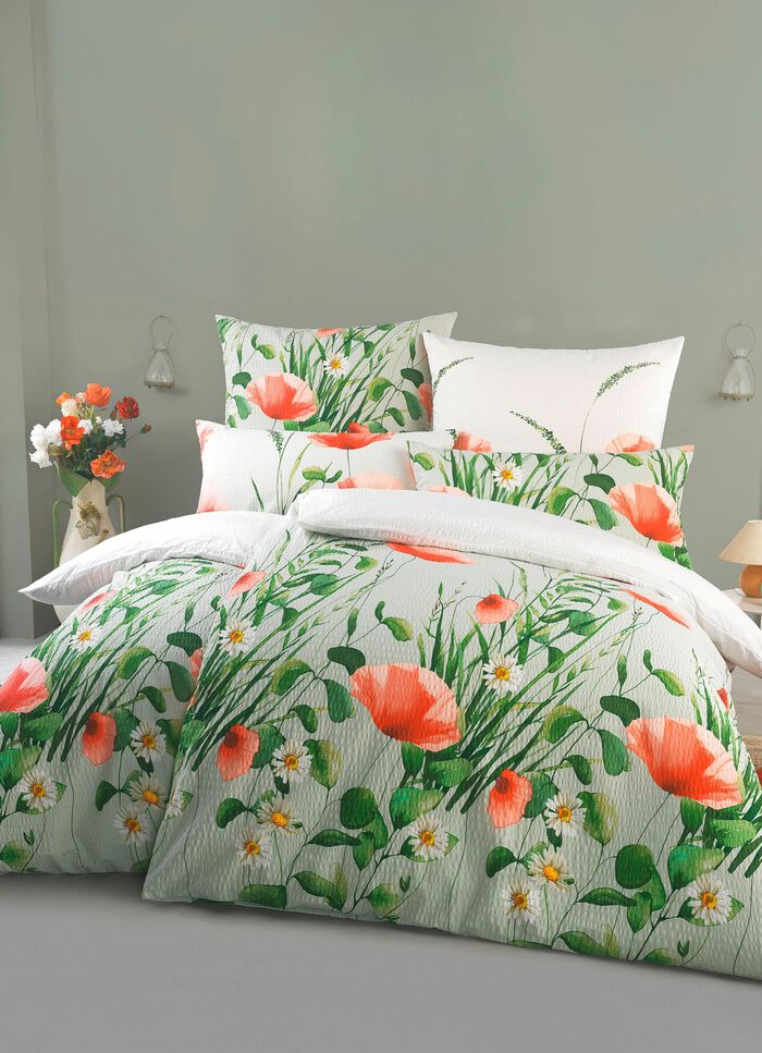 Beddenset met bedrukking aan beide zijden in seersucker-kwaliteit 