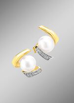 Oorstekers met zoetwaterparels en synthetische zirkonia 