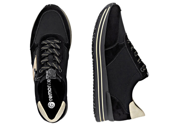 Remonte, trendy damessneakers, breedte G, met uitneembaar voetbed SCHWARZ-GOLD