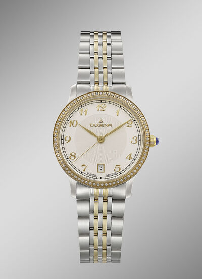 Dugena quartz dameshorloge met roestvrijstalen bandkast 