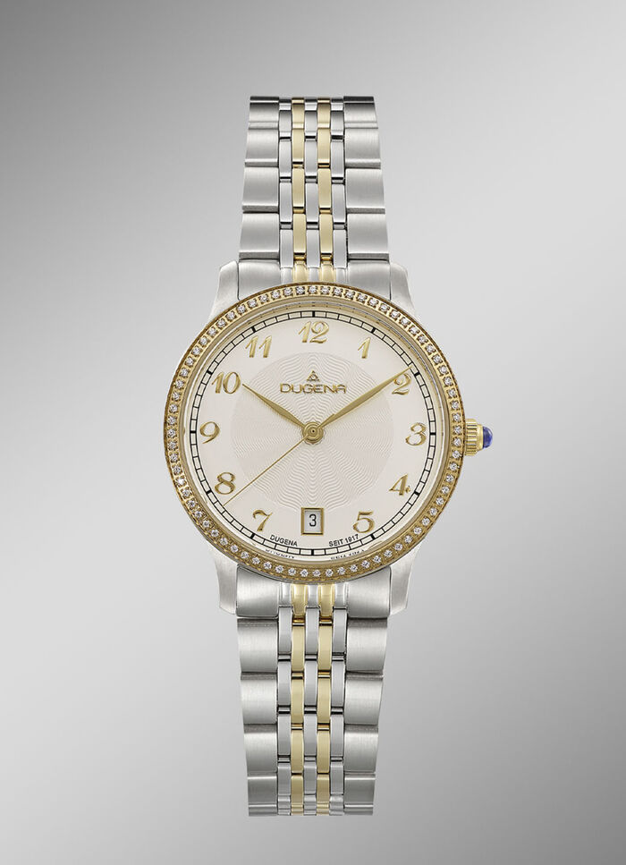Dugena quartz dameshorloge met roestvrijstalen bandkast 