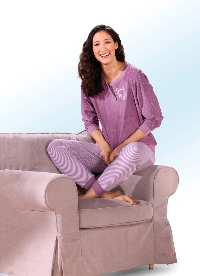 Pyjama van stretchbadstof met knoopsluiting 