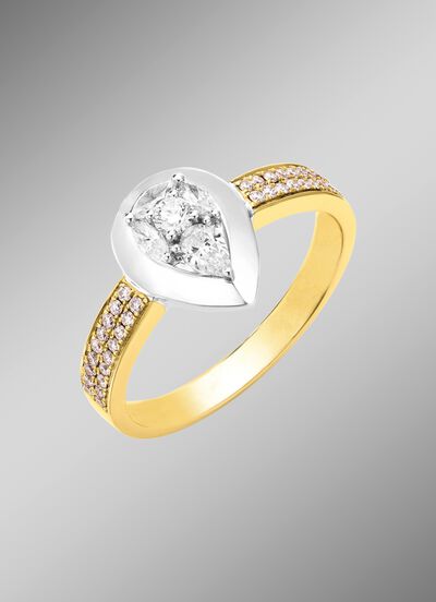 Damesring met diamanten en briljant geslepen diamanten 