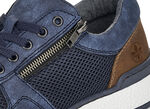 Rieker, comfortabele herensneakers, breedte H, met uitneembaar voetbed BLAUW-BRUIN