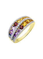 Damesring met diamanten en edelstenen 
