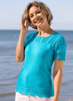 Trui met golvende manchetten 