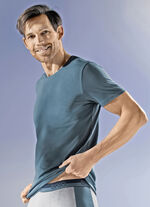 Drie-pack shirts met elastaan 2X RAUCHBLAU, 1X GRAU MELIERT