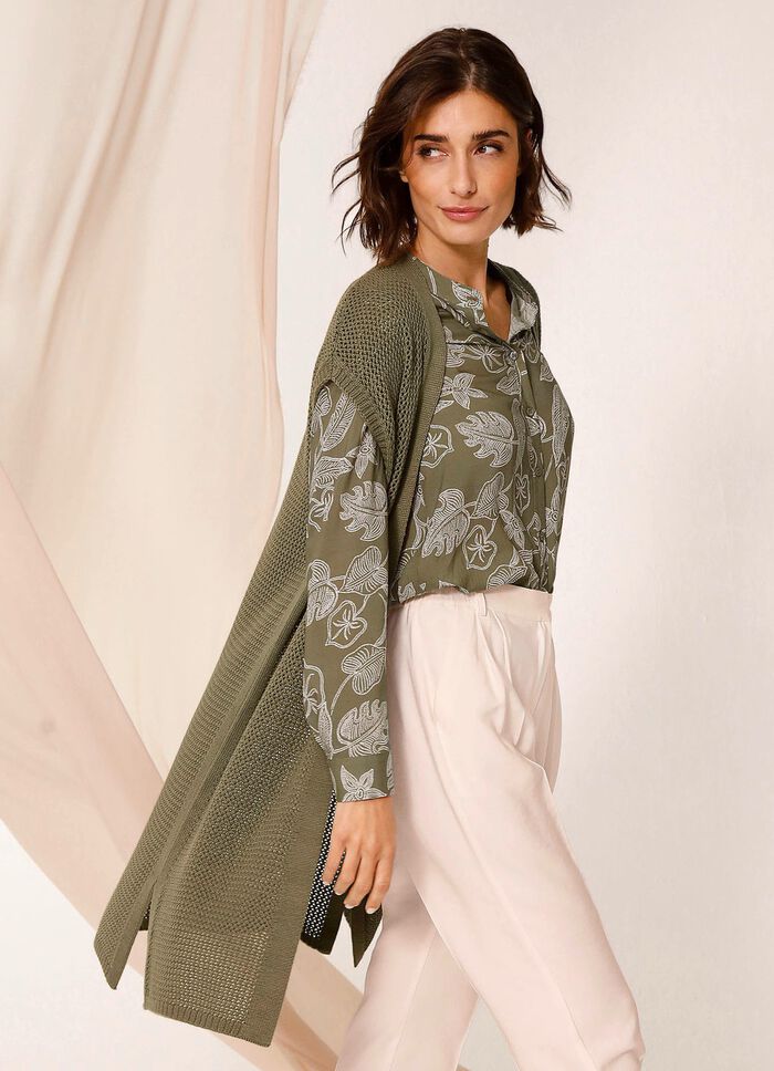 Gebreid vest in lange vorm 