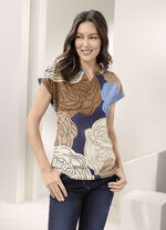 shirt met ronde hals en V-split 