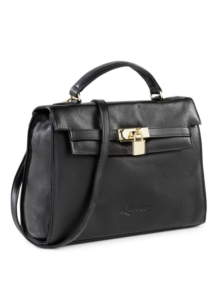 Laurina tas van volledig rundnappaleer ZWART