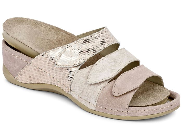 Mubb, comfortabele damesmuiltjes, breedte H, met uitneembaar voetbed ZACHTROZE