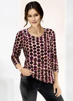 Shirt met ruches in de schouderpartij AUBERGINE-BESSEN-TAUPE