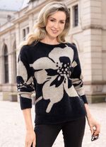 Jacquard trui met elegante glitteraccenten 