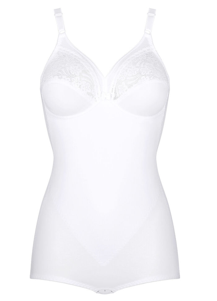 Triumph broekcorselet met katoenen kant in de bovencups WIT
