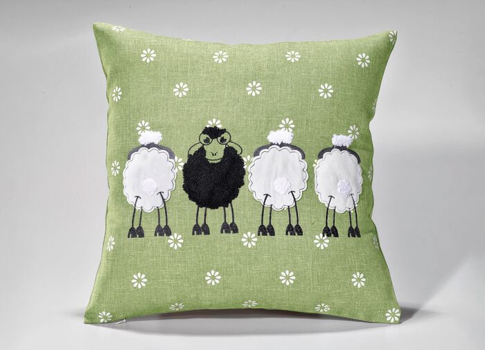 Tafel- en kamerdecoratie met pluche applicaties GR&Uuml;N