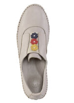 Gemini pantoffels met een subtiele kreukelstructuur en kleurrijke leren bloemen KIESEL