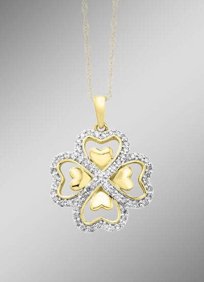 Klaverblad hanger met diamanten 