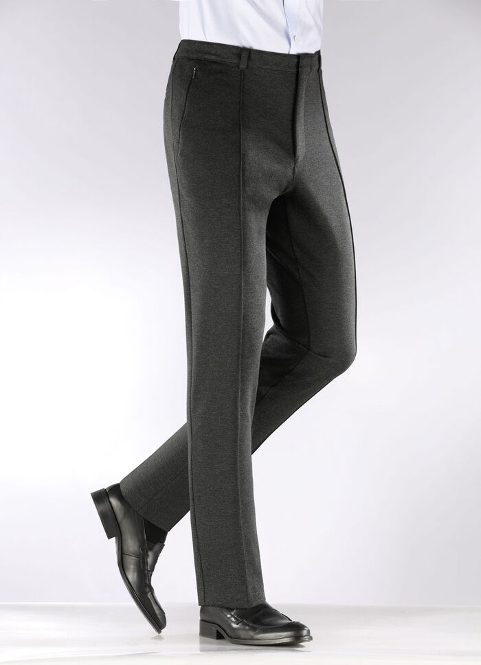 Modieuze "Klaus Models" broek met elastische tailleband in 4 kleuren ANTRACIET MOTIEF