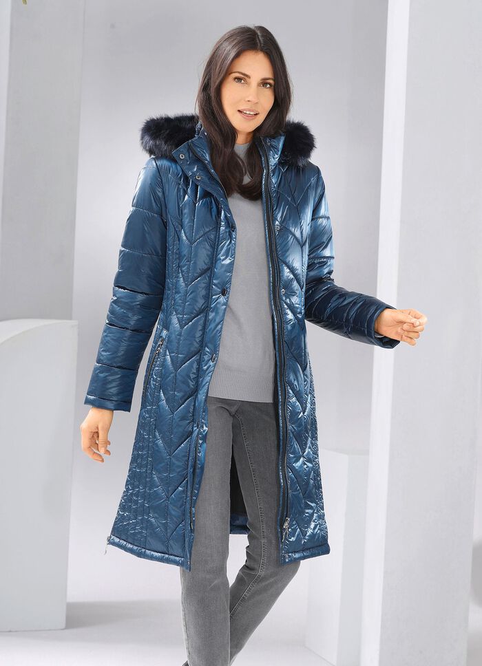 Jas met figuurflatterend quiltwerk in de lengte AZUURBLAUW