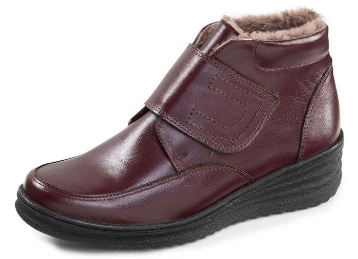 ELENA EDEN, gevoerde dameslaarzen, winterschoenen, breedte H, met lamsvacht BORDEAUX