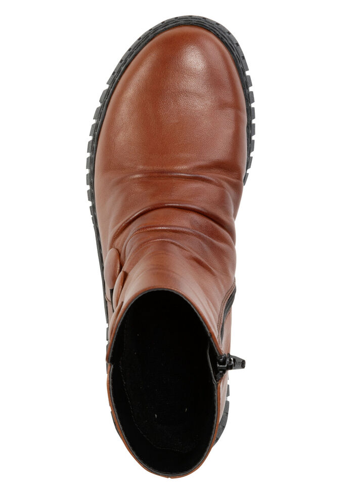 Gemini enkellaarsjes met ruches en decoratieve knopen COGNAC