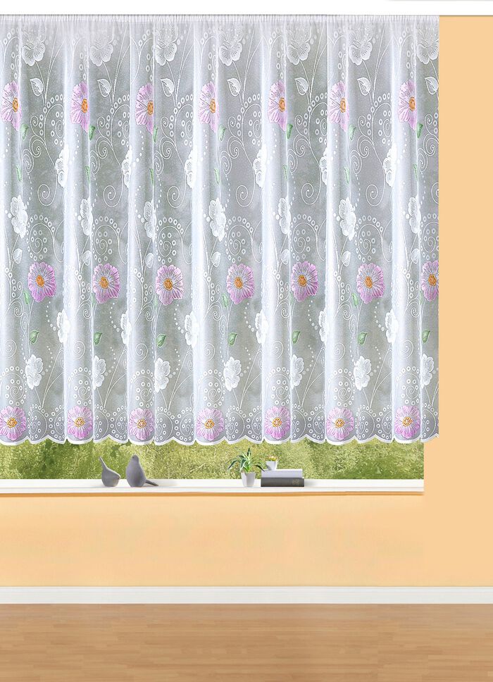 Bloemenraamrolgordijn met universeel raillint 