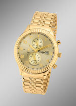 Prestige quartz chronograaf met kast en band van fijn goud 585/- 