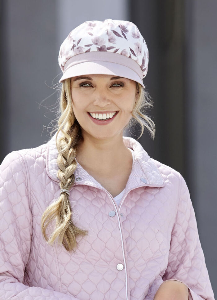 Modieuze dames krantenjongenspet met elastische inzet ROSÉ