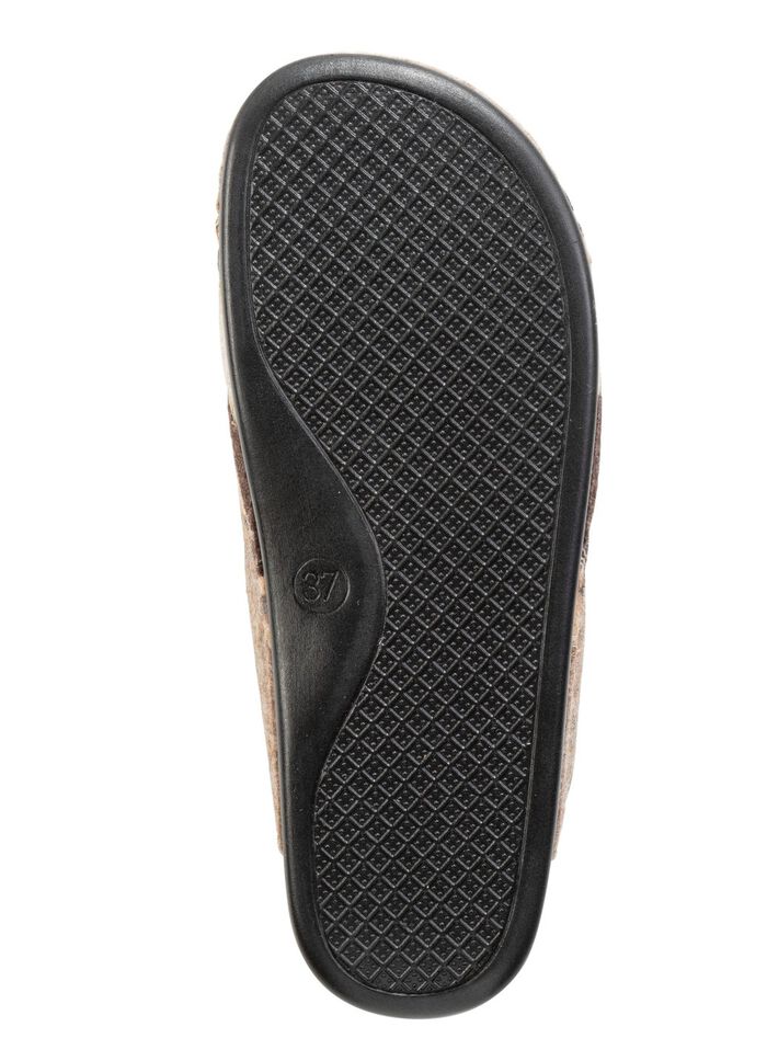 Laurina pantoffel gemaakt van vilt en bedrukt nepbont BEIGE