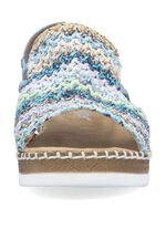 Rieker, zomerse damessandalen, met elastische bandjes aan de zijkant HELLBLAU-BUNT