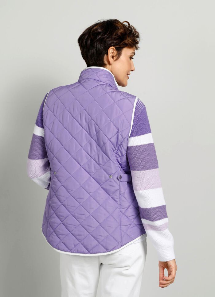 Gewatteerd vest met contrasterende biezen PAARS