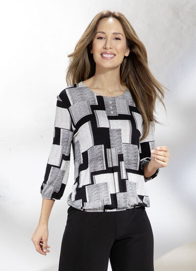 Shirt tuniek met sierknopen 