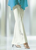 Broek met decoratief strasmotief ECRU