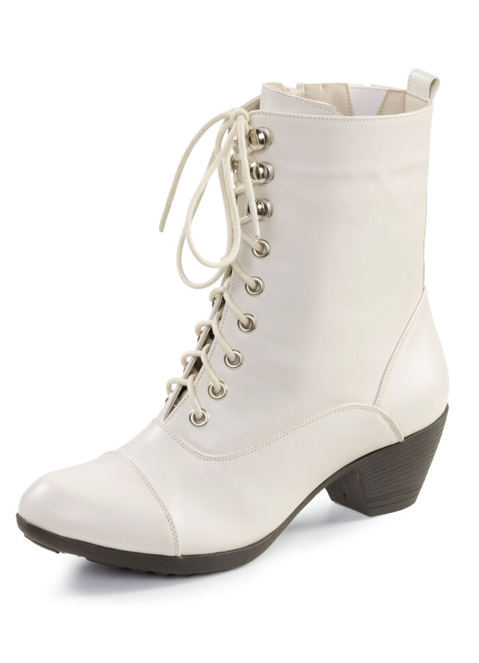Andrea Conti, modieuze dames enkellaarsjes, winterschoenen, met rits ECRU