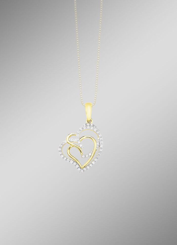 Hartvormige hanger met 45 diamanten 