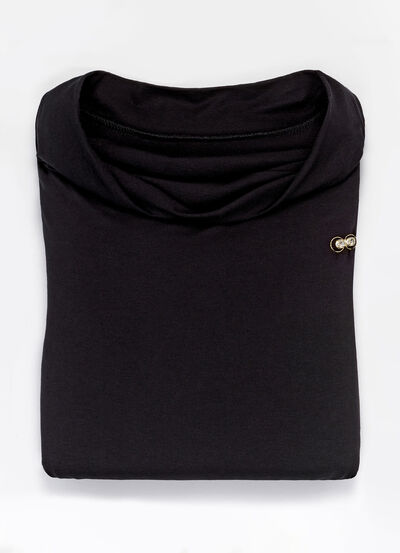 Shirt met watervalhals in 2 kleuren 