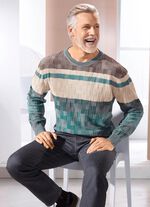 Trui met ronde hals en structuurmix in 2 kleuren 