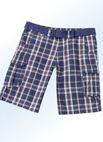Bermudashort met riem en cargozakken in 2 kleuren MARINE-WIT