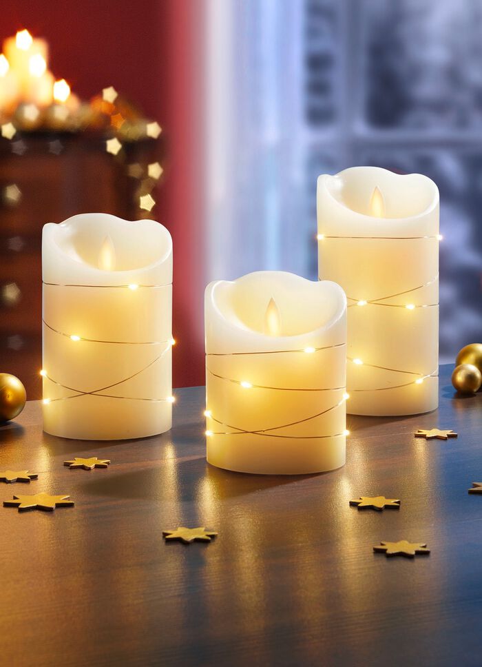 LED echte waskaarsen, set van 3, met flikkerend effect 