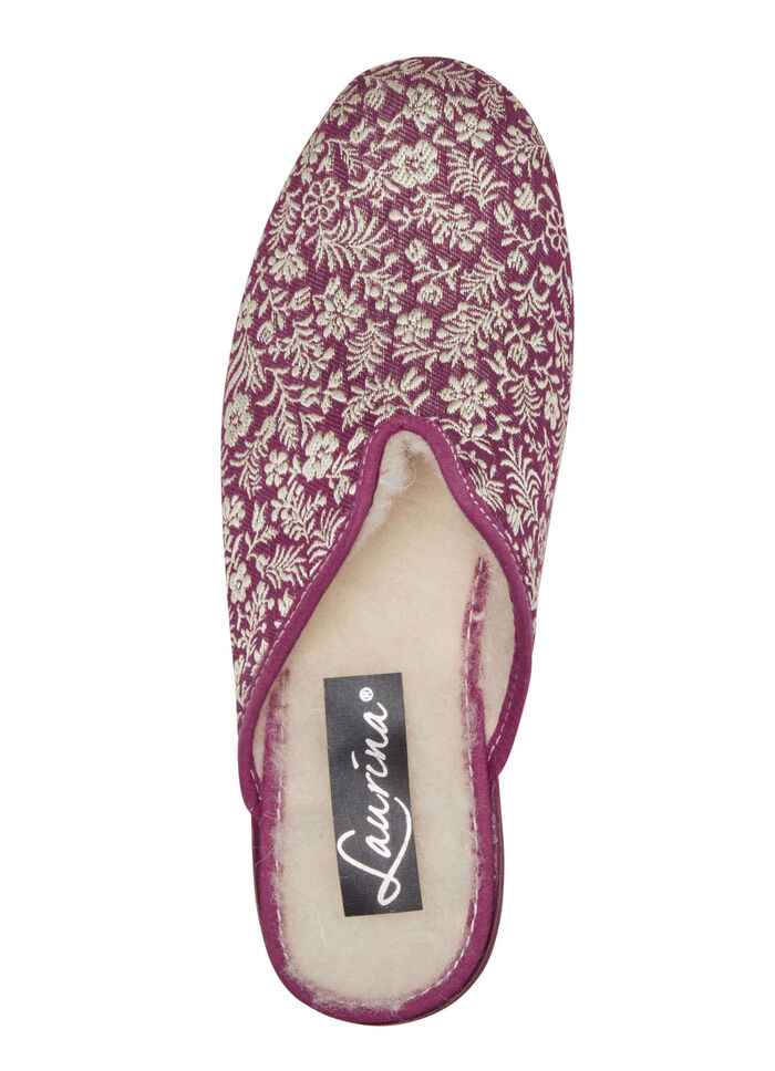 Laurina pantoffels met bloemenborduursel BORDEAUX