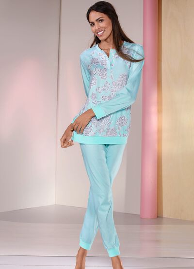 Pyjama, lange mouwen met knoopsluiting 