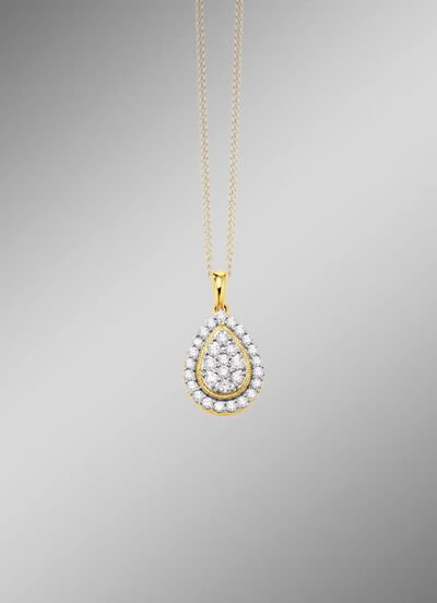 Druppelvormige hanger met diamanten 