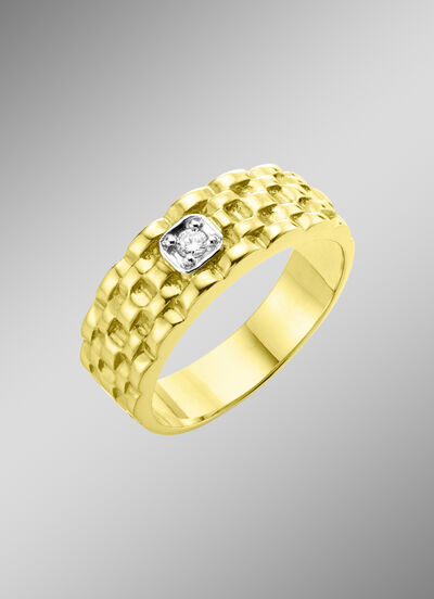 Solide herenring in bicolor met diamant 