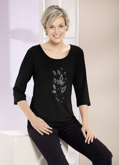 Shirt met strass steentjes in 2 kleuren 