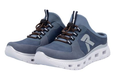 Rieker pantoffels met elastisch snelvetersysteem met stopper 