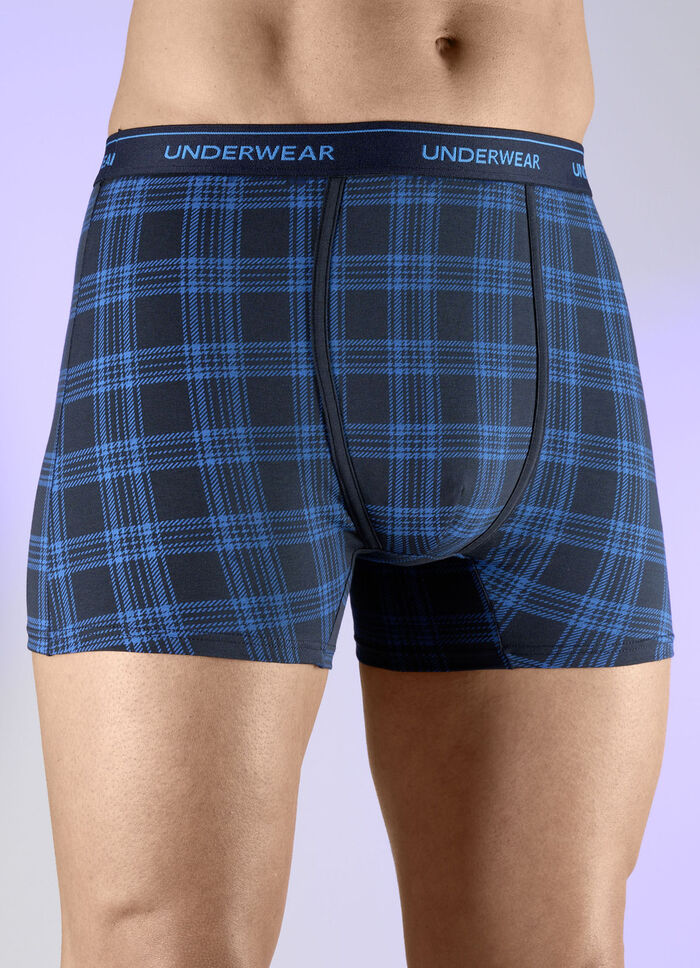 Driepack broeken met een geruit patroon NAVY-ROYALBLAU