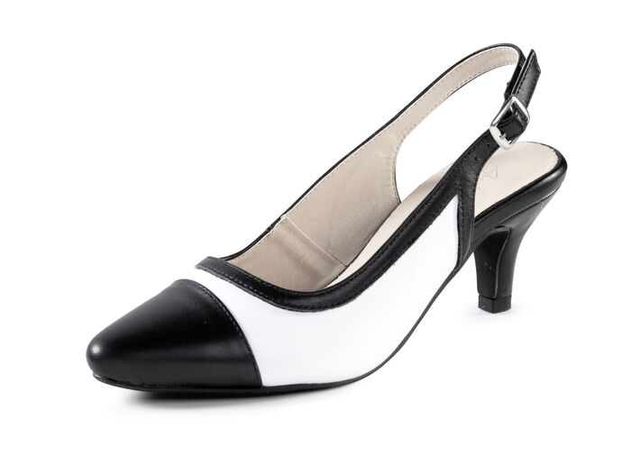 Andrea Conti, chique dames slingpumps, met elastische band SCHWARZ-WEISS