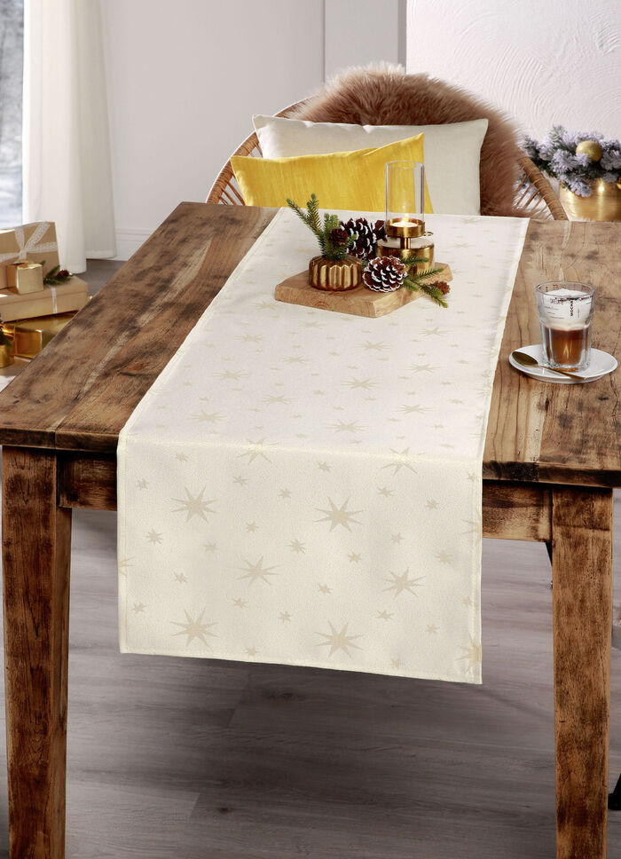 Tafeldecoratie met vlekbescherming en glittergaren CHAMPAGNER-GOLD