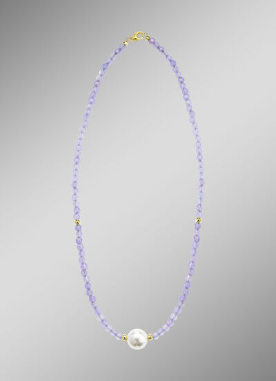 Ketting met parelglans en edelsteenglans 